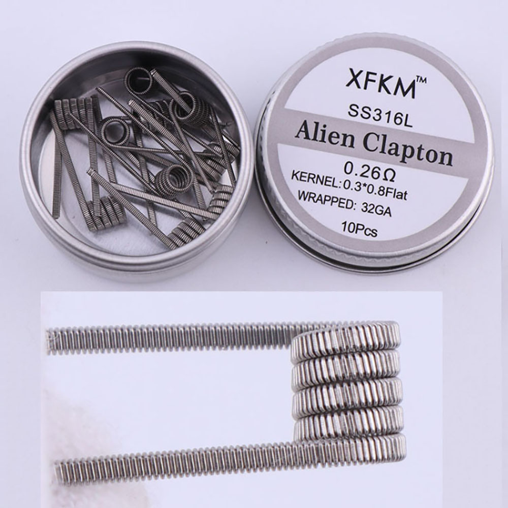 Clapton Wire Pre Built - SS316L 10 buah/kotak gulungan bawaan Alien
