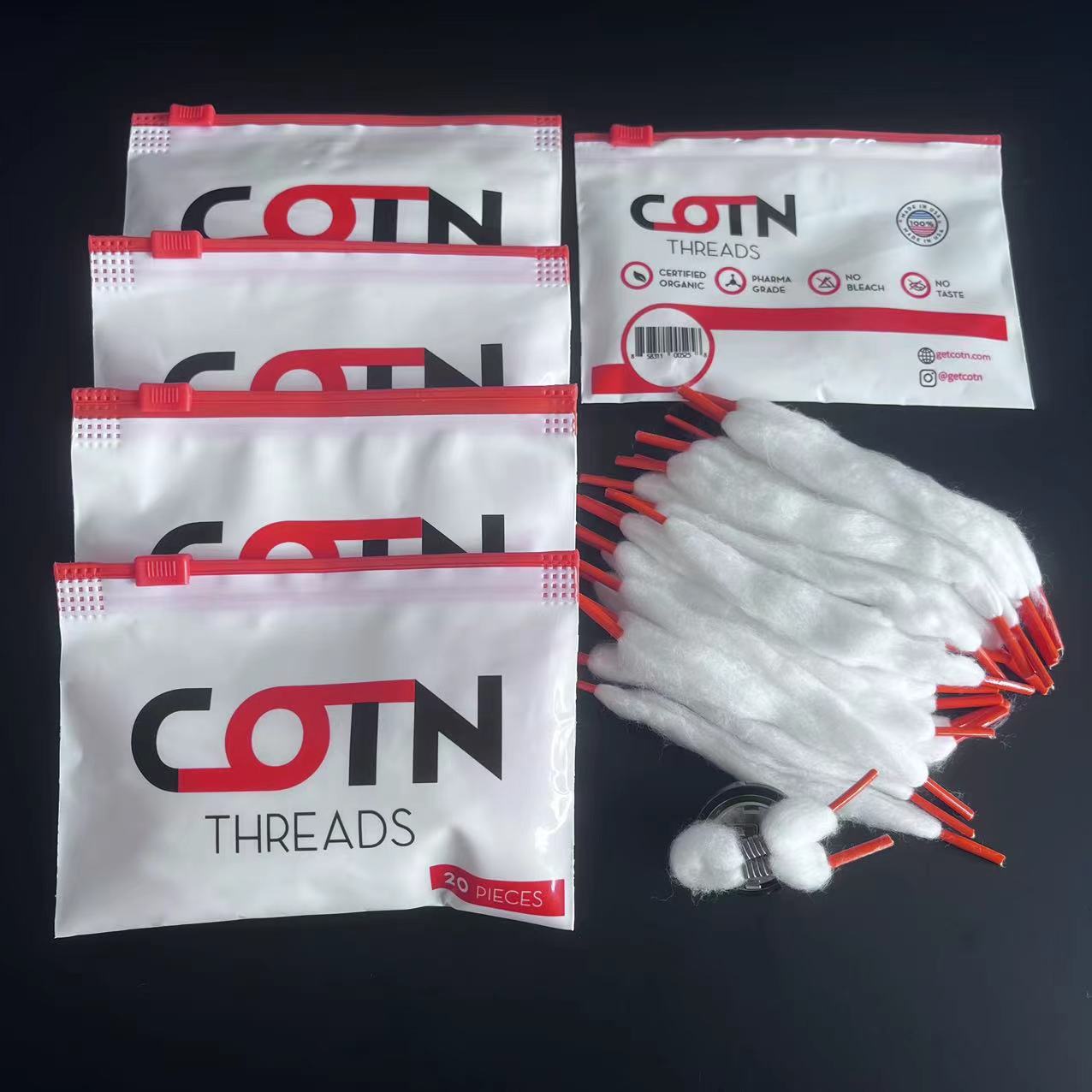 Cotton Wick Organic - 100/60/20 buah benang koil kawat pra-buat